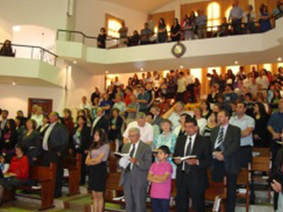 Worship service at the Nazareth evangelical baptist ichurch