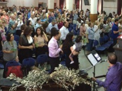 Worship service at the local baptist church in nazareth
