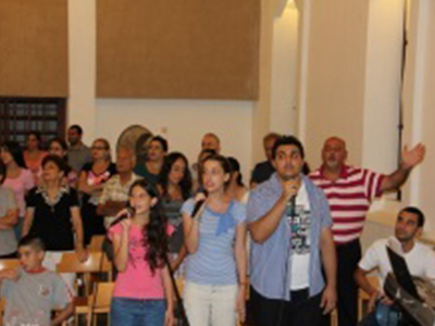 worship service at the carmel mt. baptist church in haifa