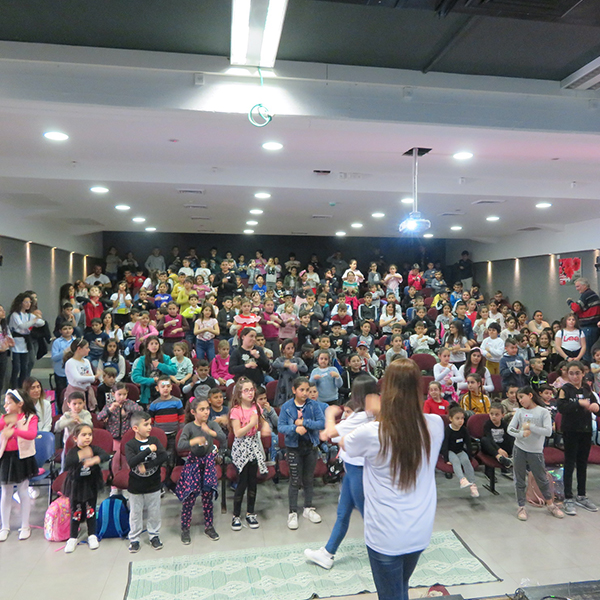 children gathered at the nazareth baptist school during a regional sunday school meeting